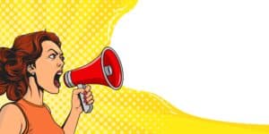 Women With Megaphone - 2024 Marketing Predictions